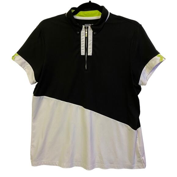 Izod PFX Black White 1/4 Zip Short Sleeve Top Size Large - Picture 1 of 5